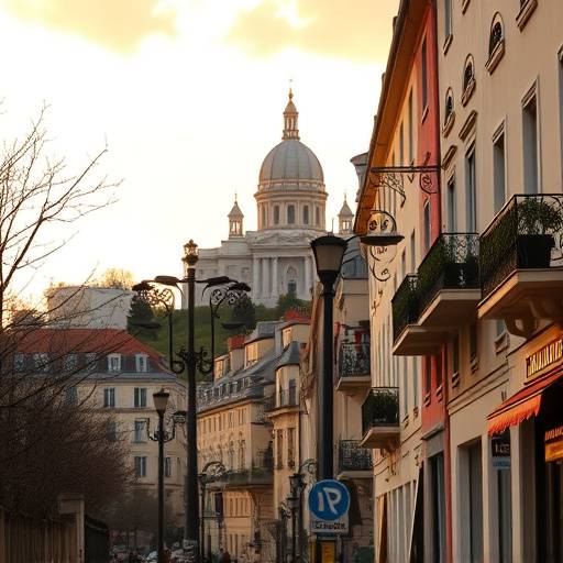 Les rues pittoresques de Montmartre avec la Basilique du Sacré-Cœur
