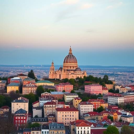 Vue panoramique de Montmartre avec la Basilique du Sacré-Cœur au sommet de la colline.